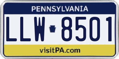 PA license plate LLW8501