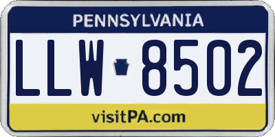 PA license plate LLW8502