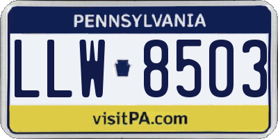 PA license plate LLW8503