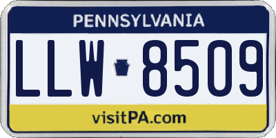 PA license plate LLW8509