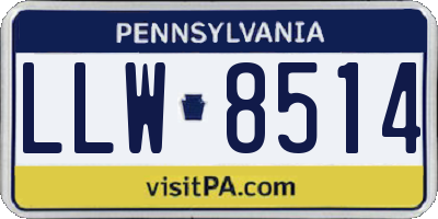 PA license plate LLW8514