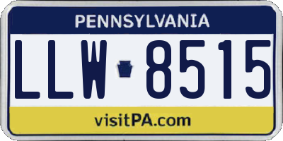 PA license plate LLW8515