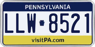 PA license plate LLW8521