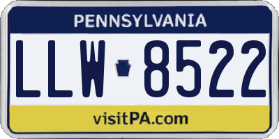 PA license plate LLW8522