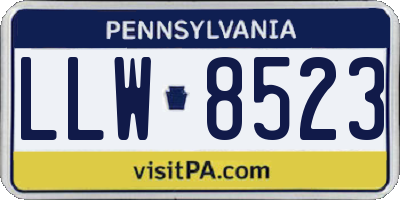PA license plate LLW8523