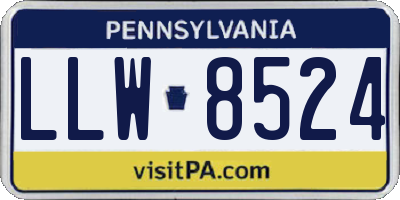 PA license plate LLW8524