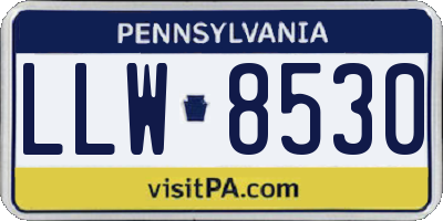 PA license plate LLW8530