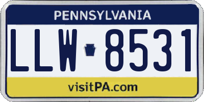 PA license plate LLW8531
