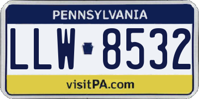 PA license plate LLW8532