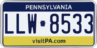 PA license plate LLW8533