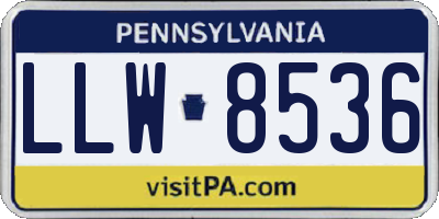 PA license plate LLW8536