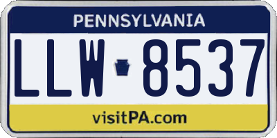 PA license plate LLW8537