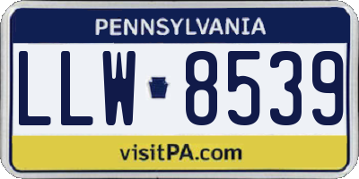PA license plate LLW8539