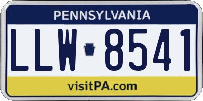 PA license plate LLW8541