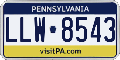 PA license plate LLW8543
