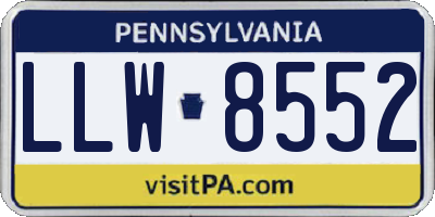 PA license plate LLW8552