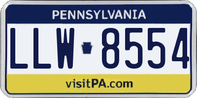 PA license plate LLW8554