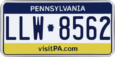 PA license plate LLW8562