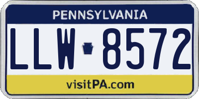 PA license plate LLW8572