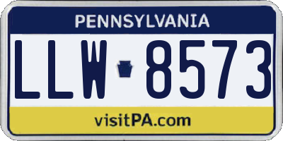 PA license plate LLW8573