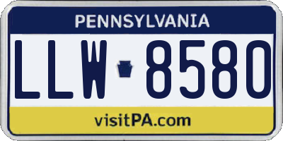 PA license plate LLW8580