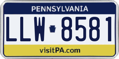 PA license plate LLW8581