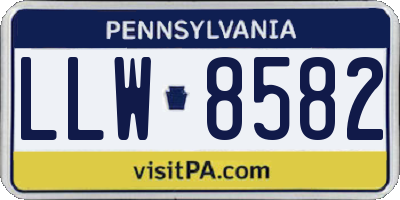 PA license plate LLW8582