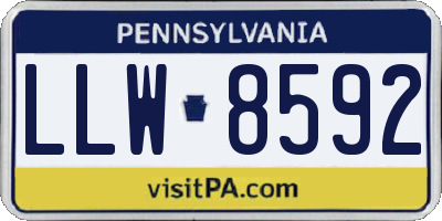 PA license plate LLW8592
