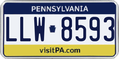 PA license plate LLW8593