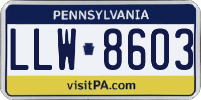 PA license plate LLW8603