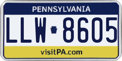 PA license plate LLW8605