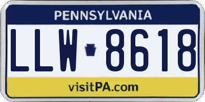 PA license plate LLW8618