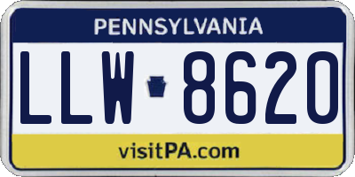 PA license plate LLW8620
