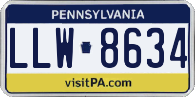 PA license plate LLW8634