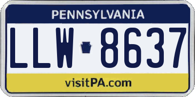 PA license plate LLW8637