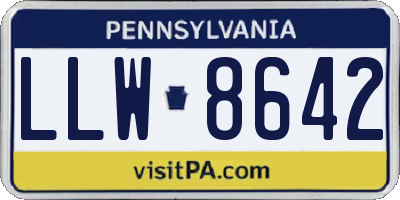 PA license plate LLW8642