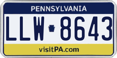 PA license plate LLW8643