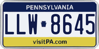 PA license plate LLW8645
