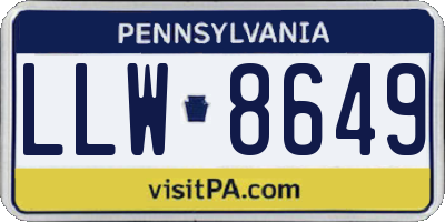 PA license plate LLW8649