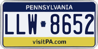 PA license plate LLW8652