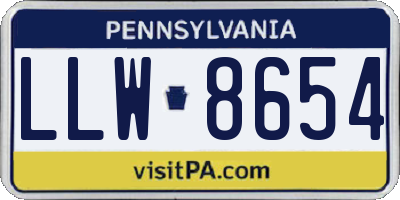 PA license plate LLW8654