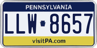 PA license plate LLW8657
