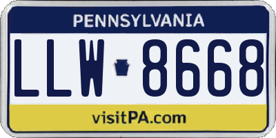 PA license plate LLW8668