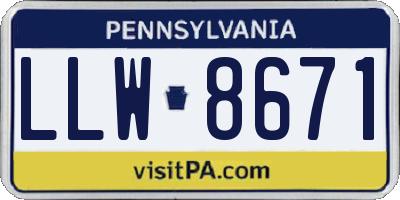 PA license plate LLW8671