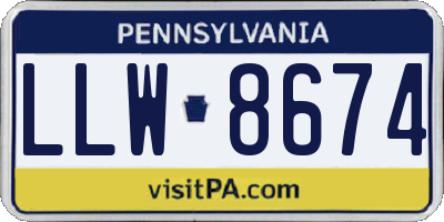 PA license plate LLW8674