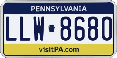 PA license plate LLW8680