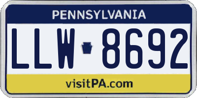 PA license plate LLW8692