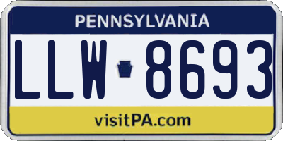 PA license plate LLW8693