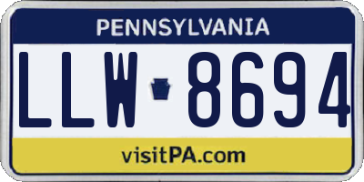 PA license plate LLW8694