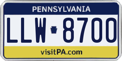 PA license plate LLW8700